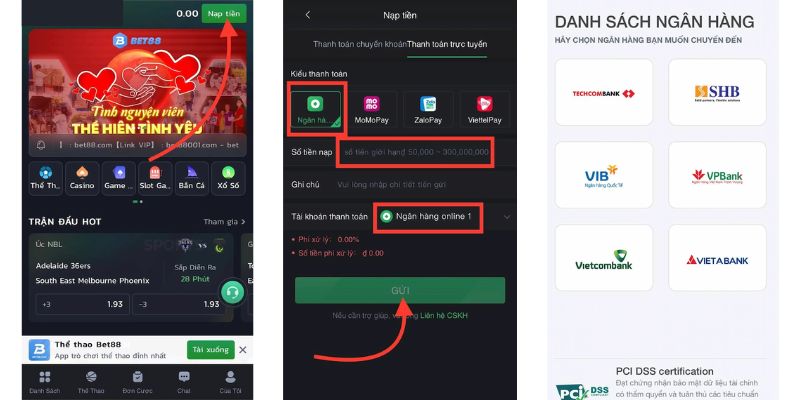 Các phương thức nạp tiền Bet88 vô cùng đa dạng.
